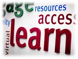 Word map that says learn, access, resources